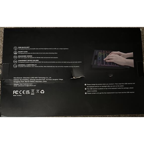 Wireless Keyboard and Mouse Combo, 9 Backlit Effects, Wrist Rest, Phone Holder - Picture 4 of 4